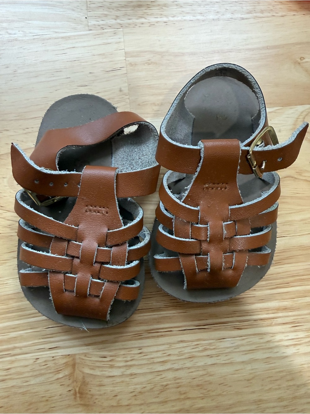 Salt Water Sandals by Hoy Brown Leather Kids Fisherman Sandals